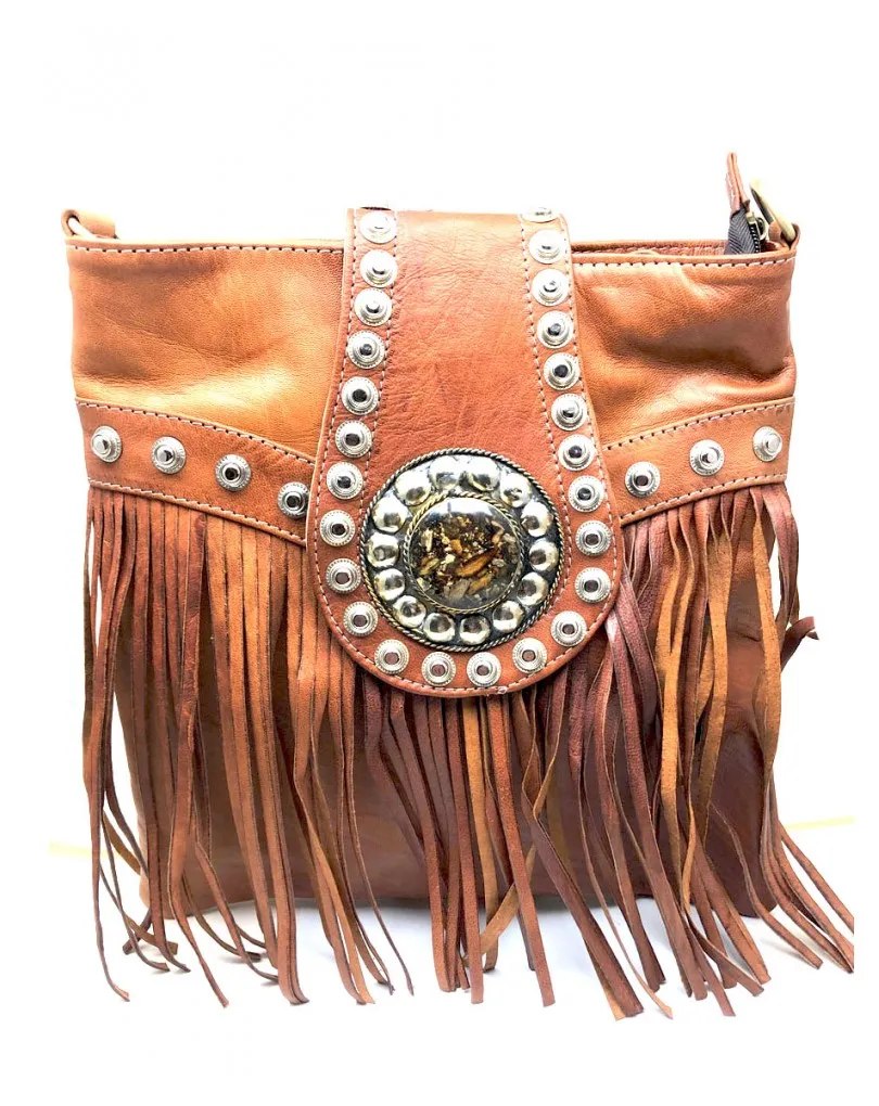 BOLSOS DE PIEL CON FLECOS BOHO CHIC