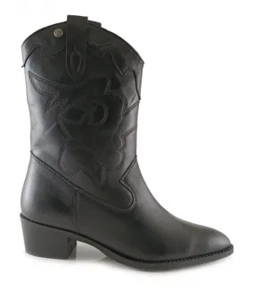 Bota campera para mujer en piel negra