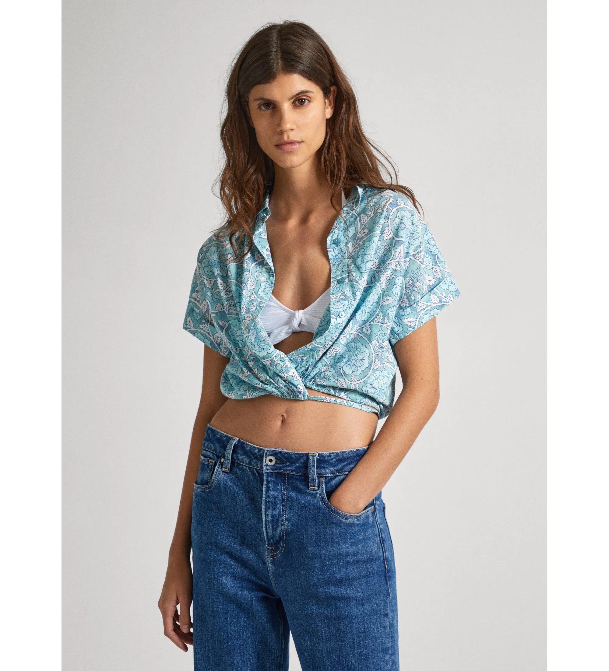 Camisa Cropped Mer azul