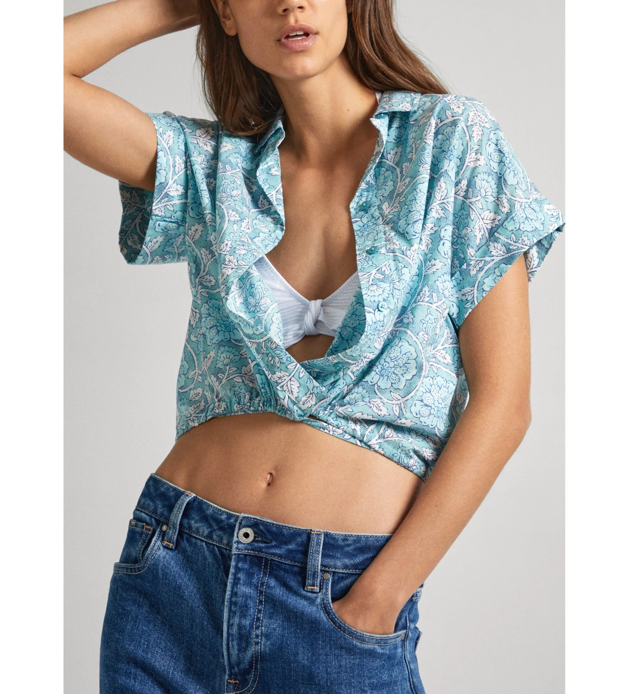 Camisa Cropped Mer azul