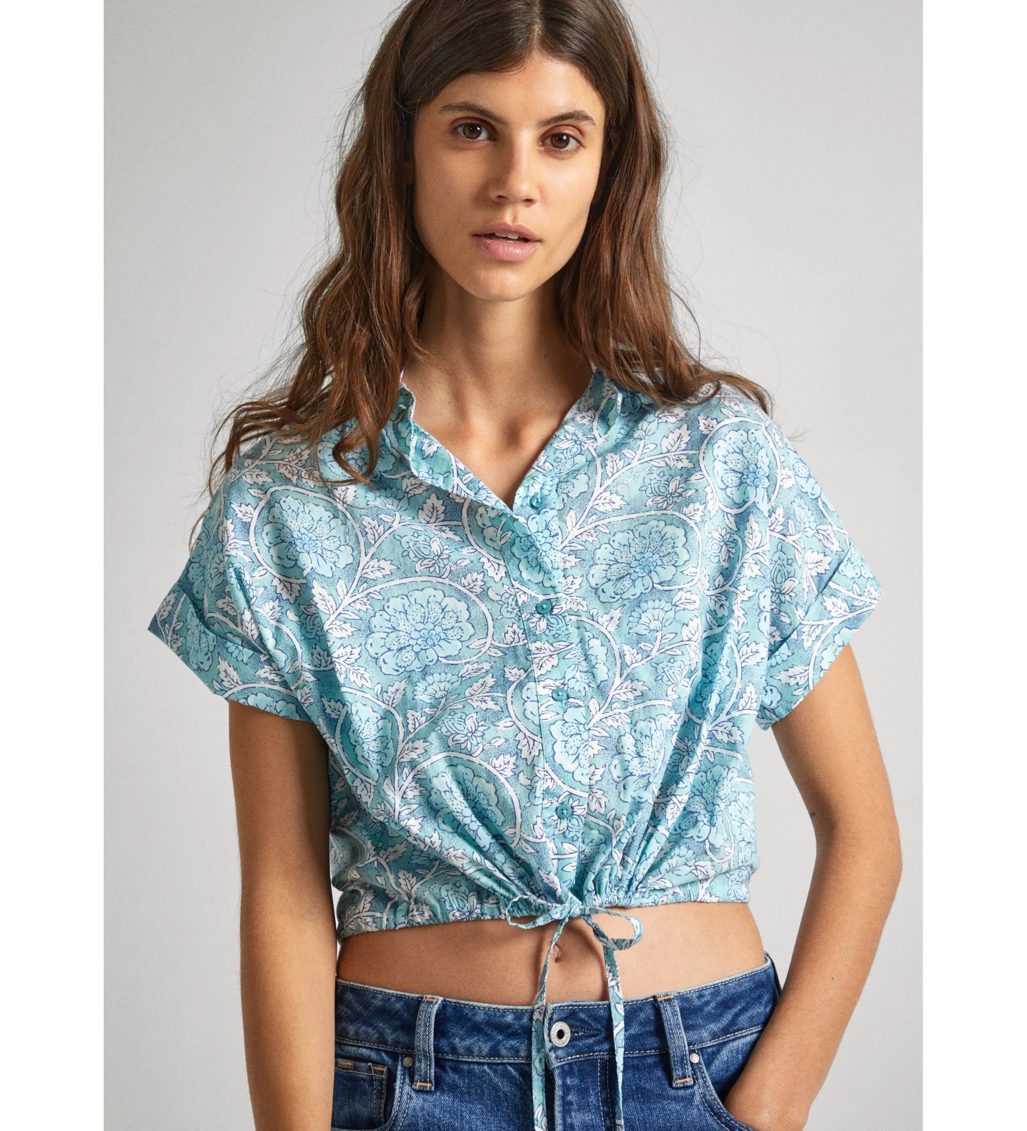 Camisa Cropped Mer azul