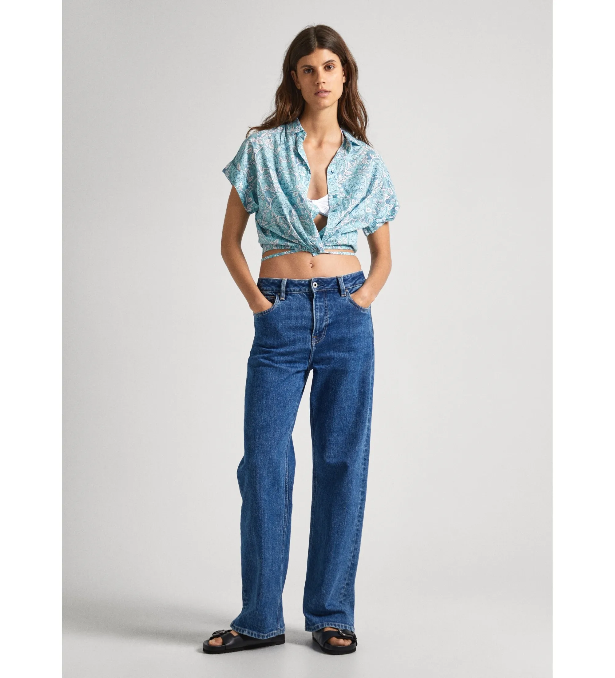 Camisa Cropped Mer azul