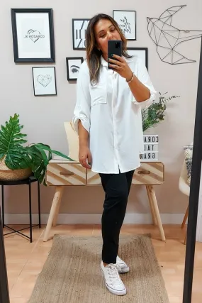 Camisa Larga Basic Blanca