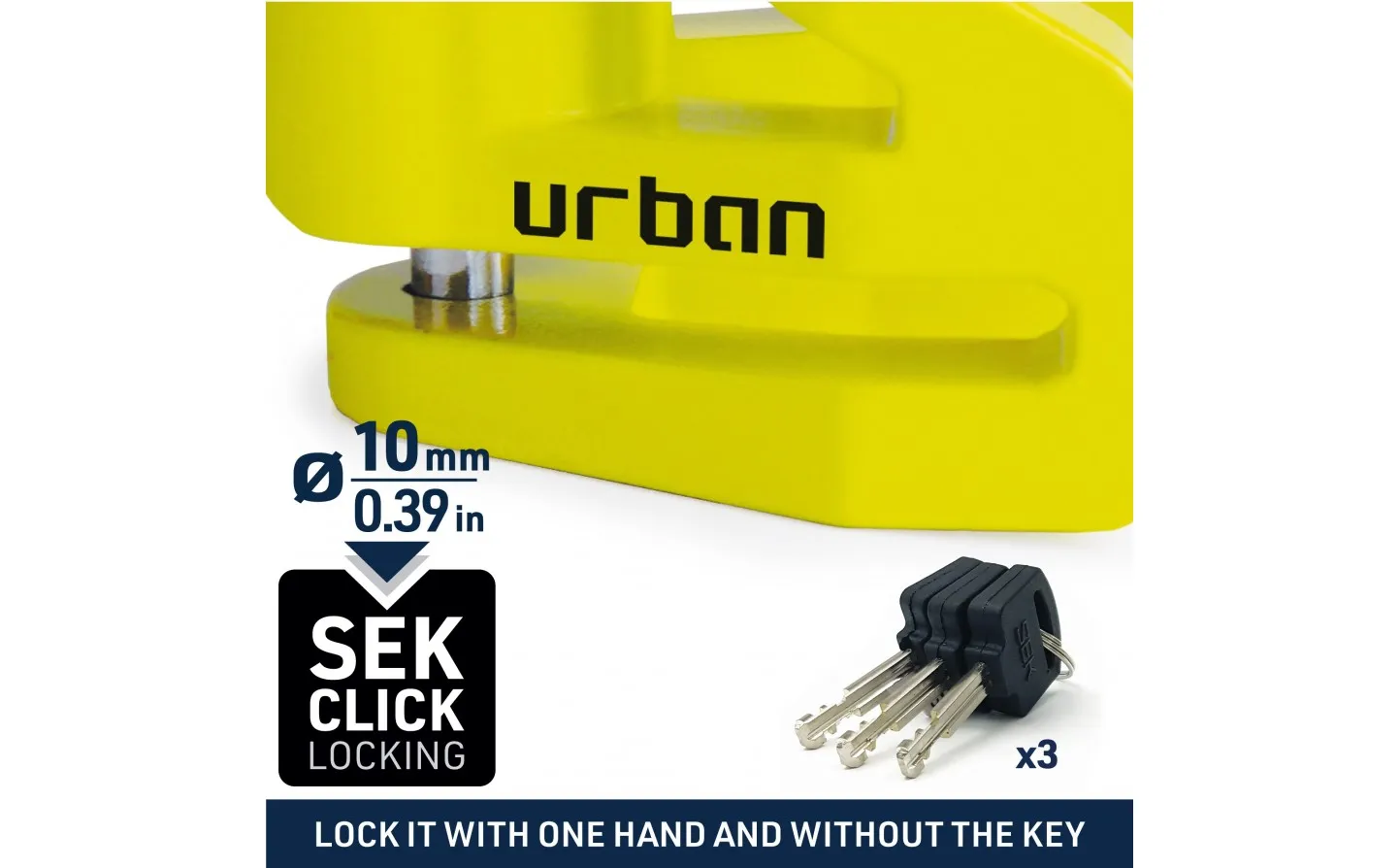 Candado Moto Urban Alarm Disk UR2D Disk lock Ø 6 Amarillo |UR206Y|