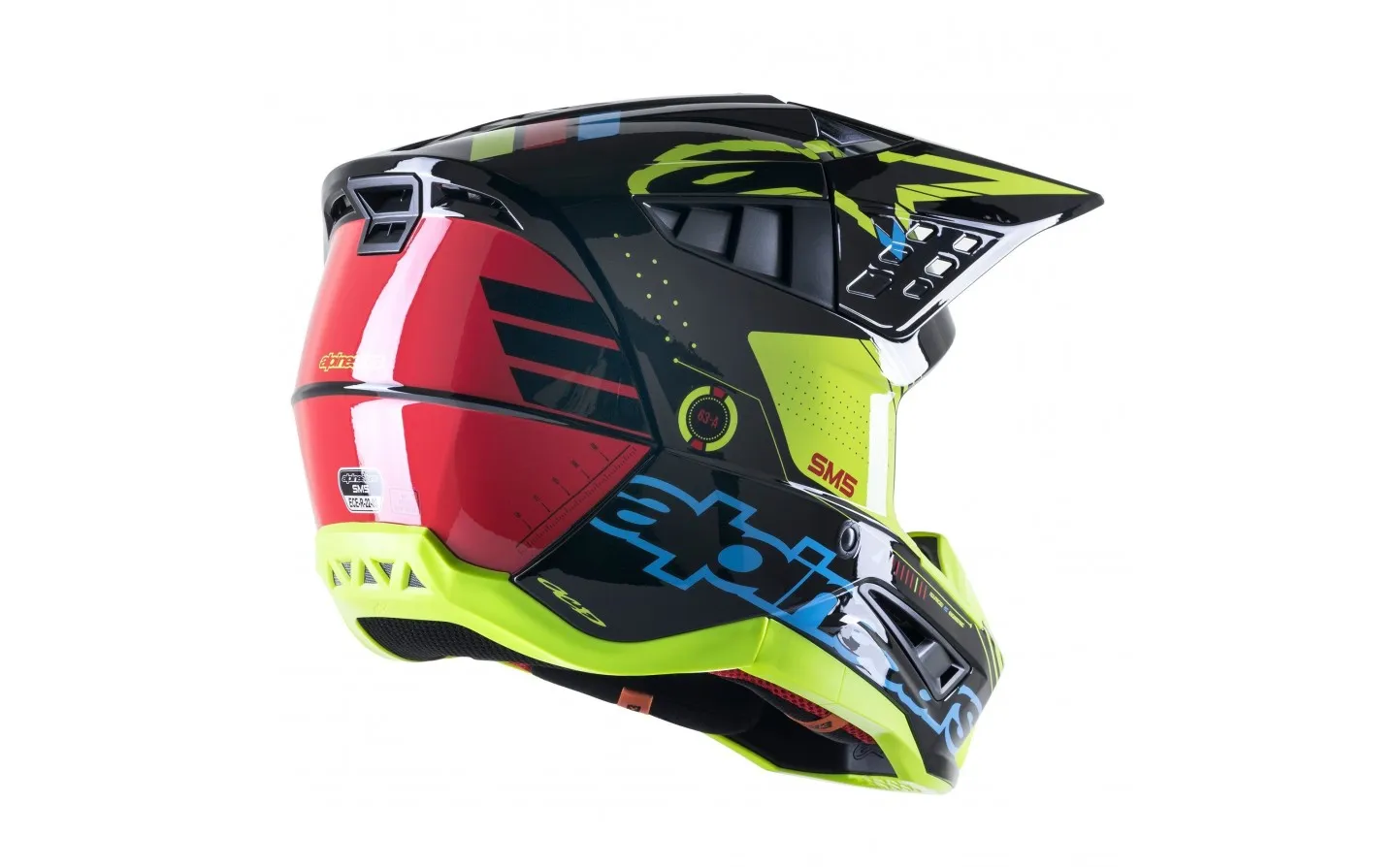 Casco Alpinestars S-M5 Action Negro Cian Amarillo Fluor |8306022-1757|