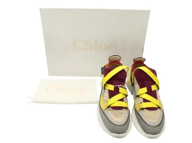 Chloé Cloé Borgoña, amarillo, Zapatillas grises Multicolor 