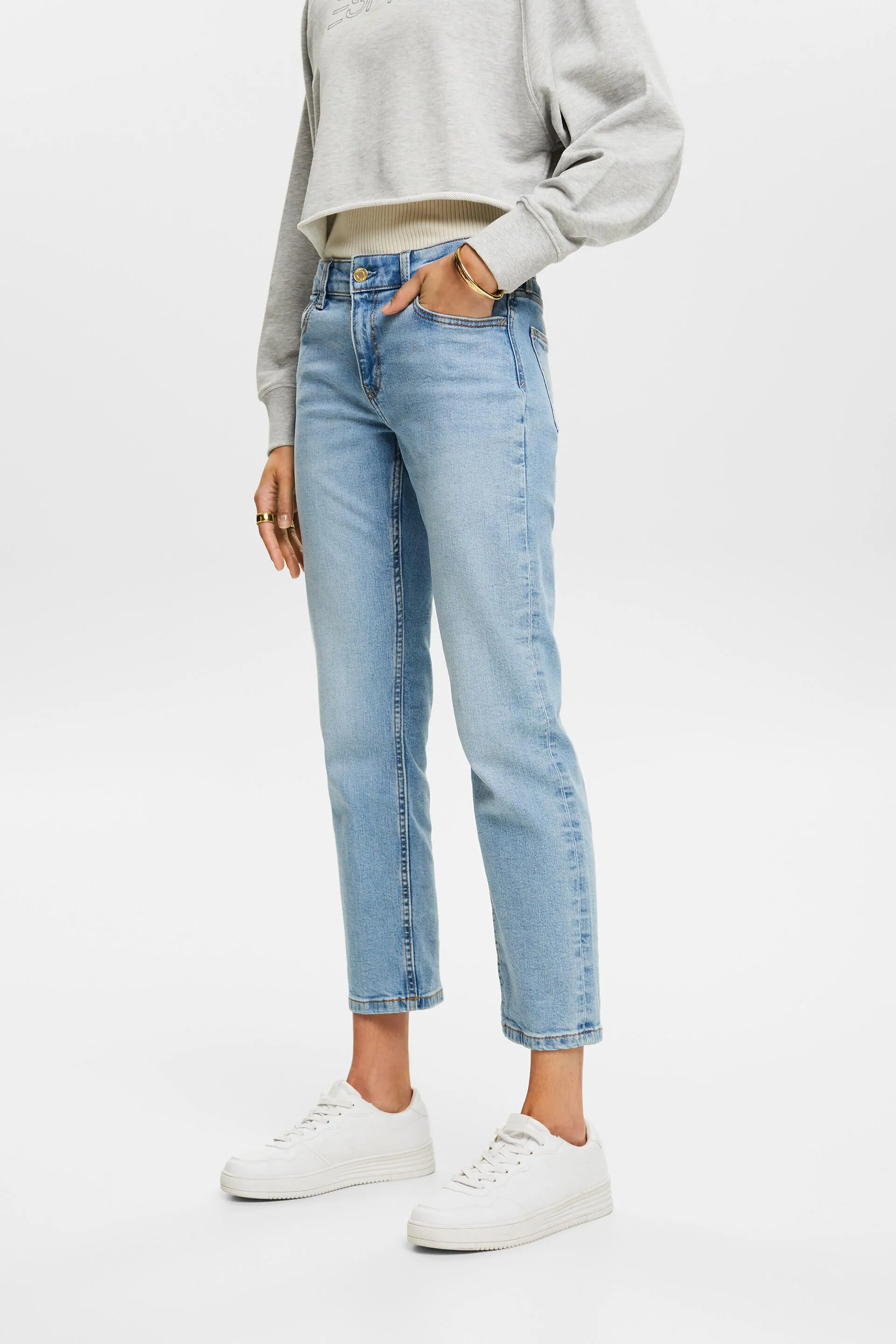 Jeans Mid-Rise Straight Ankle