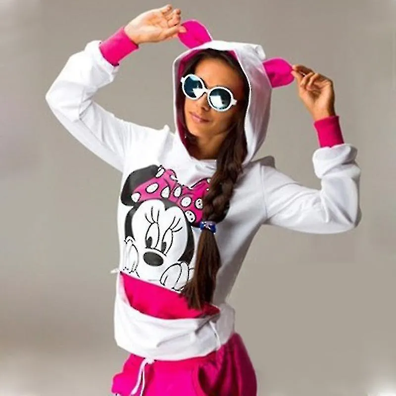 Mujeres Mickey Minnie Chándal Hoodie Jogger Pants Set