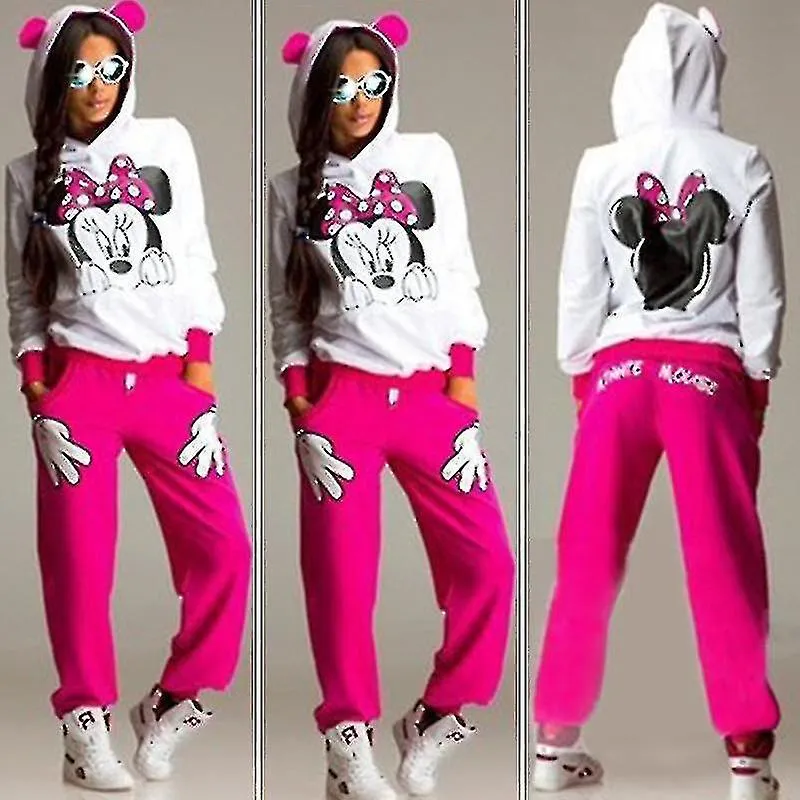 Mujeres Mickey Minnie Chándal Hoodie Jogger Pants Set