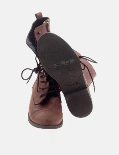 NoName Bota marrón cordones