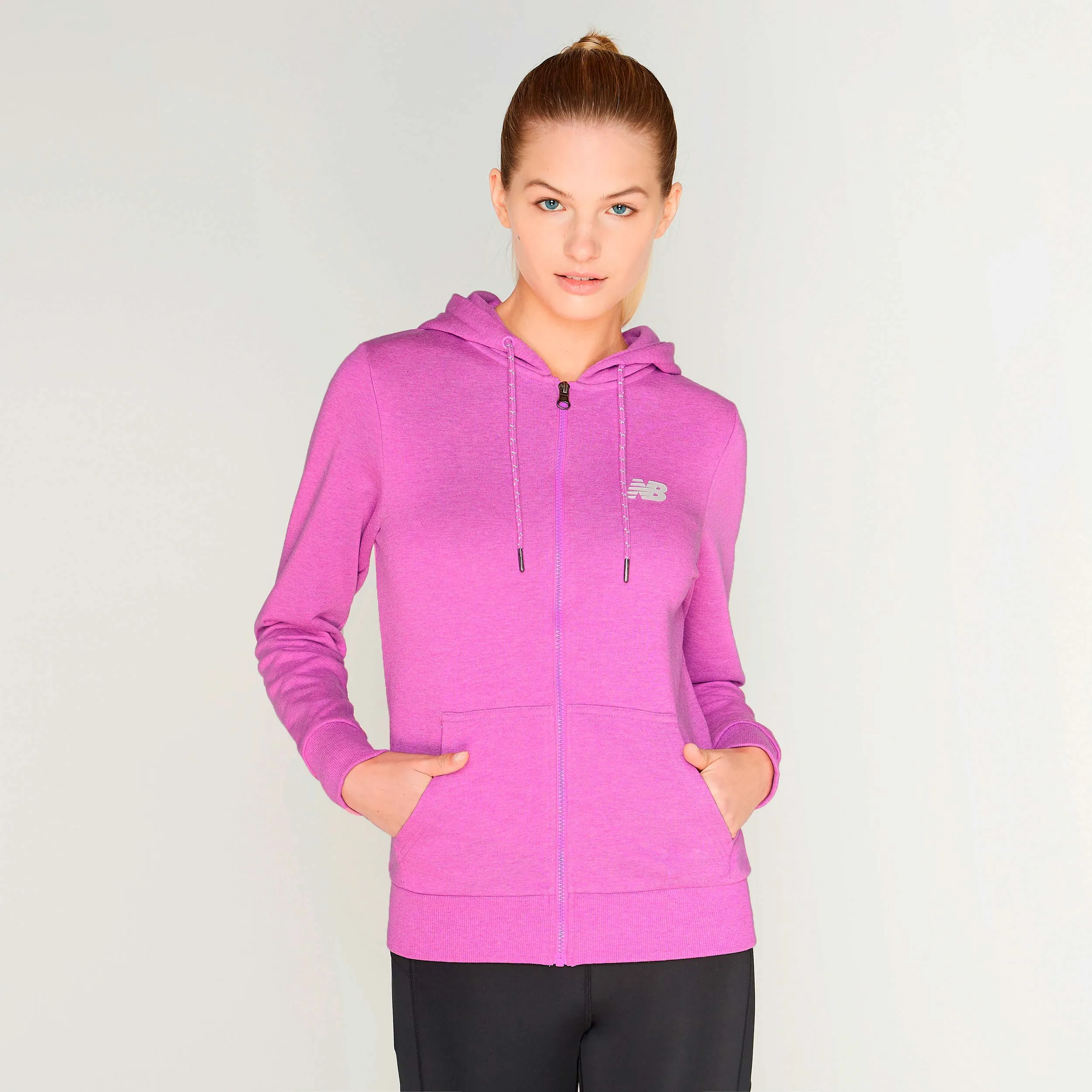 Polerón Mujer New Balance Full Zip Hoodie Rosado