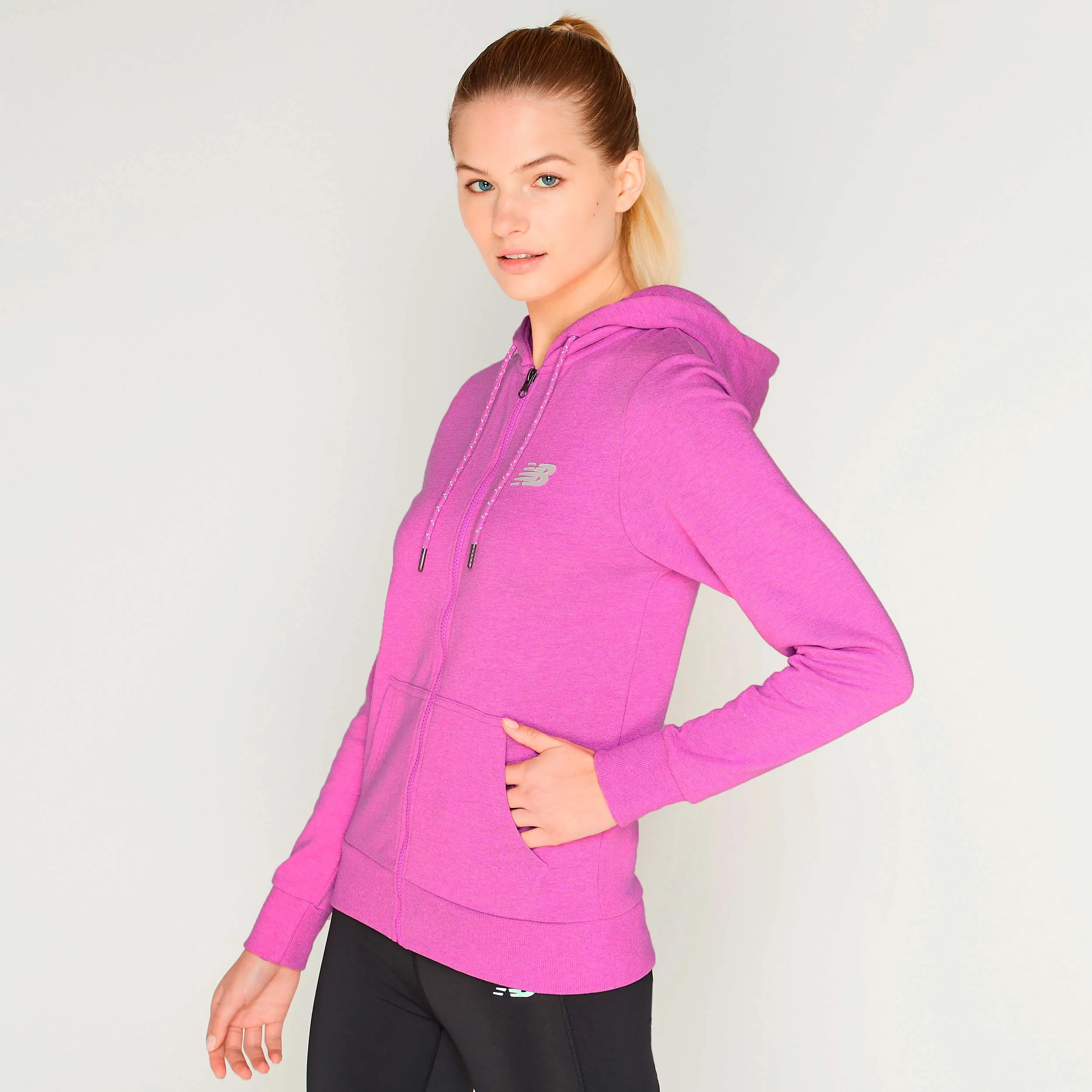 Polerón Mujer New Balance Full Zip Hoodie Rosado