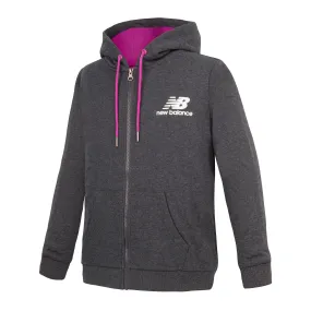 Polerón Niña New Balance Full Zip Hoodie Gris oscuro