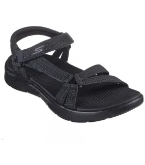 Sandalia plana mujer Skechers negro velcros