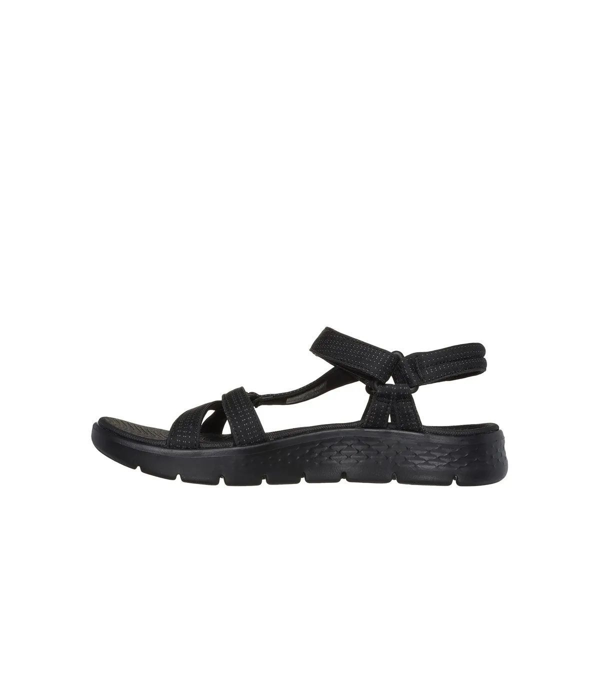 Sandalia plana mujer Skechers negro velcros