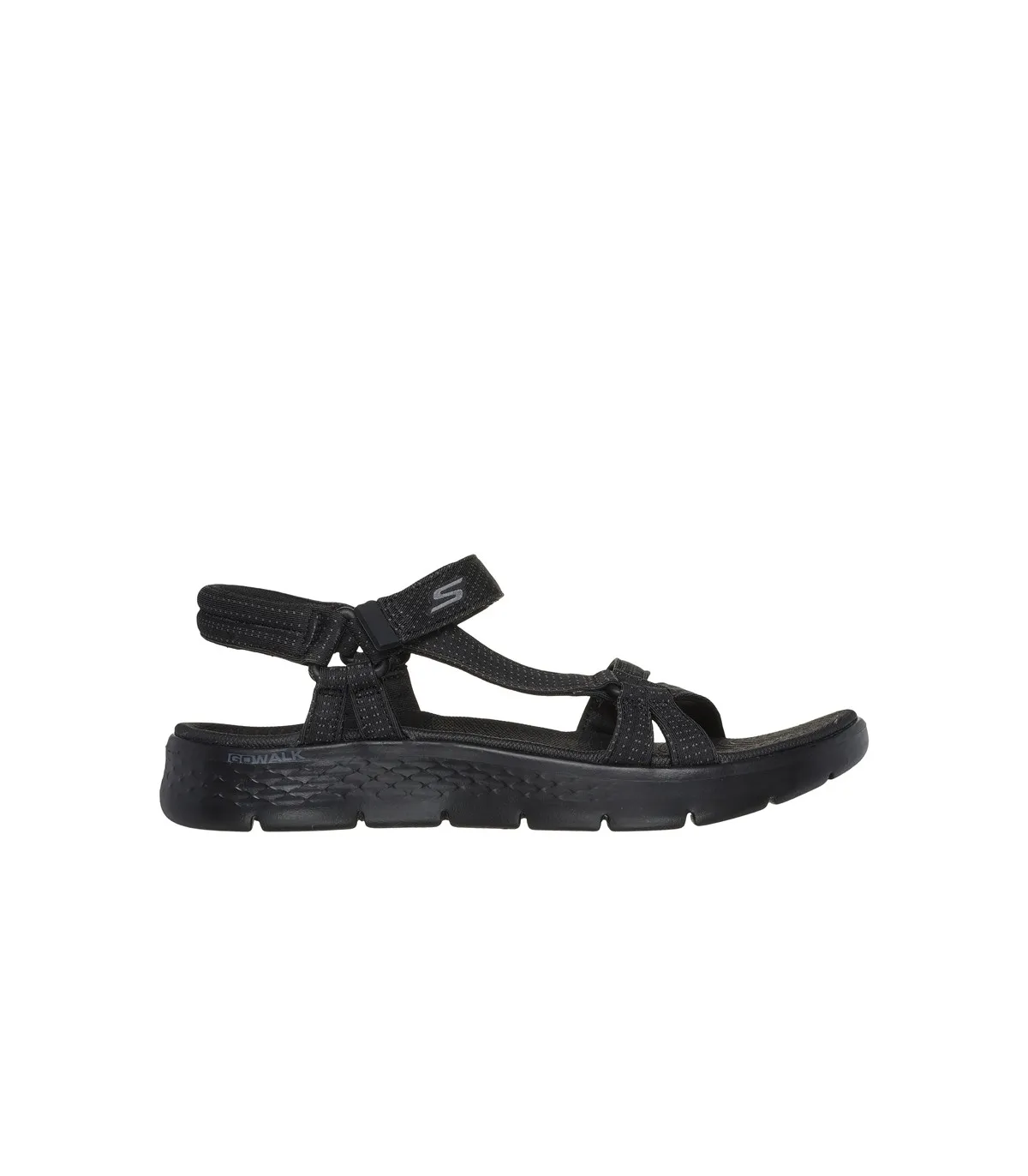 Sandalia plana mujer Skechers negro velcros