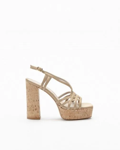 Sandalias de tacón alto PROF 1500 Beige