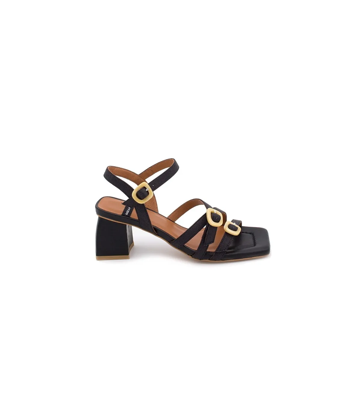 Sandalias en piel negra de mujer