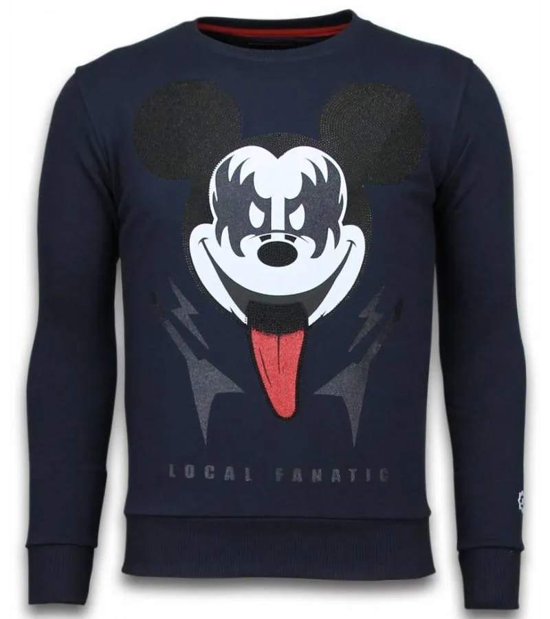 Sudaderas - Kiss My Mickey Rhinestone Sudaderas hombre - Azul Oscuro