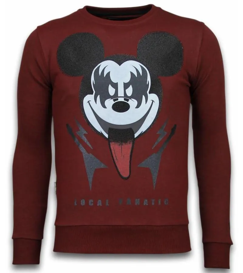 Sudaderas - Kiss My Mickey Rhinestone Sudaderas hombre - Burdeos