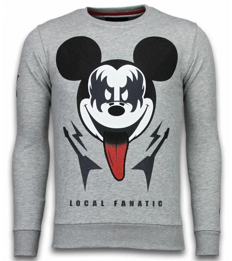 Sudaderas - Kiss My Mickey Rhinestone Sudaderas hombre - Gris