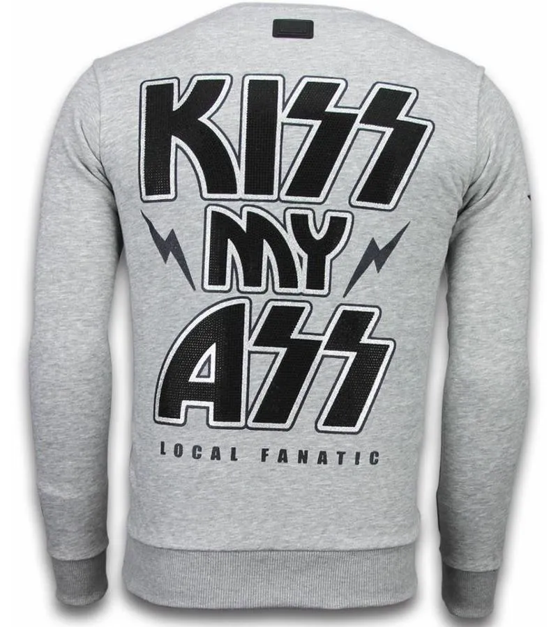 Sudaderas - Kiss My Mickey Rhinestone Sudaderas hombre - Gris