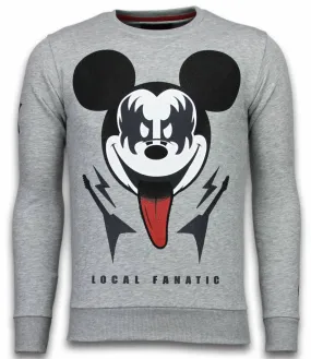 Sudaderas - Kiss My Mickey Rhinestone Sudaderas hombre - Gris