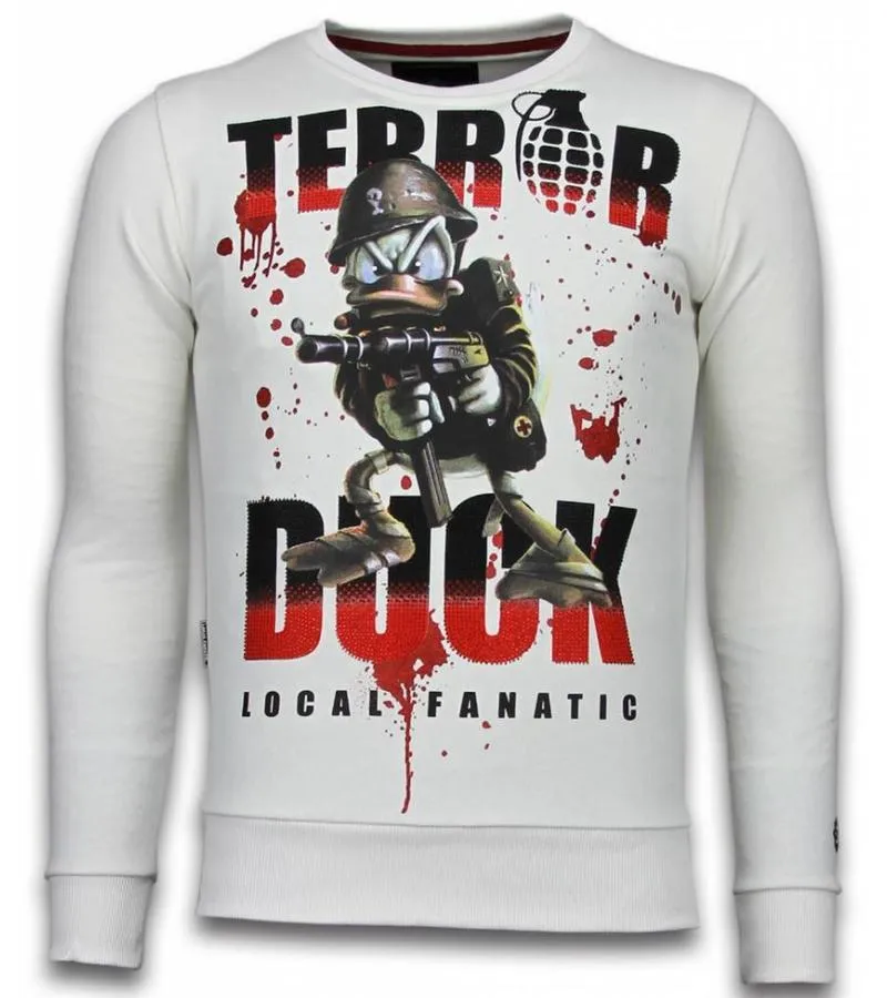 Sudaderas - Terror Duck Rhinestone Sudaderas hombre - Blanco