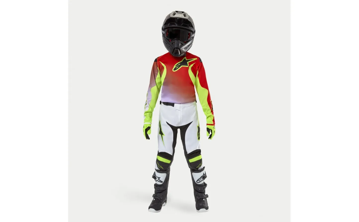 Traje Alpinestars Infantil Racer Lucent Blanco Rojo Amarillo Fluor