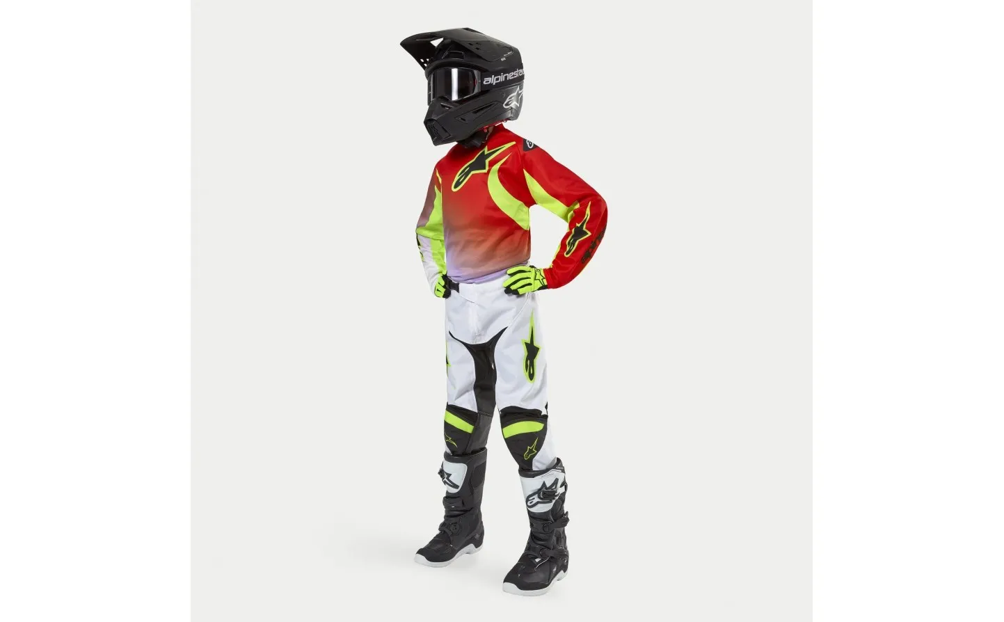 Traje Alpinestars Infantil Racer Lucent Blanco Rojo Amarillo Fluor