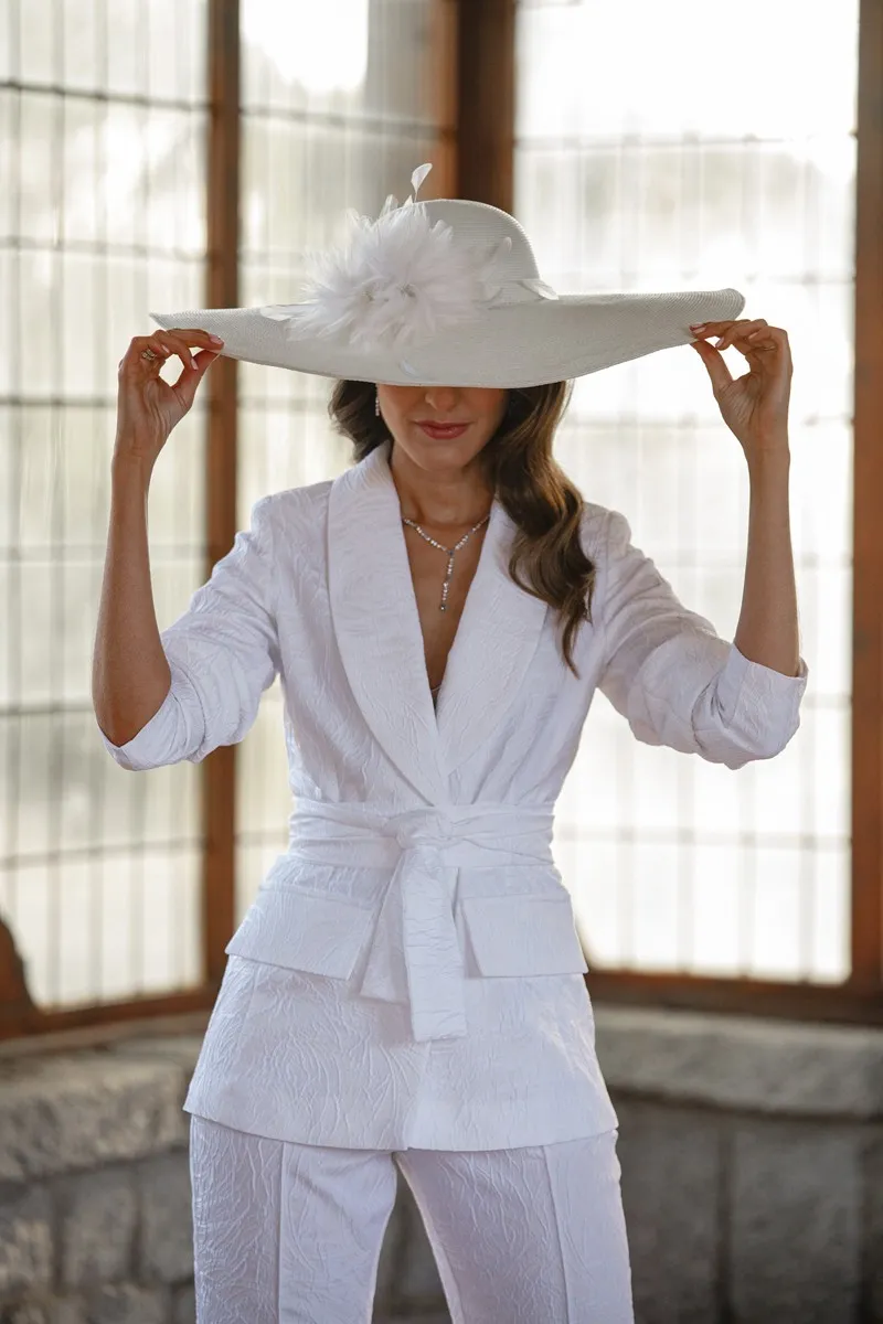 Traje chaqueta jacquard blanco Niza