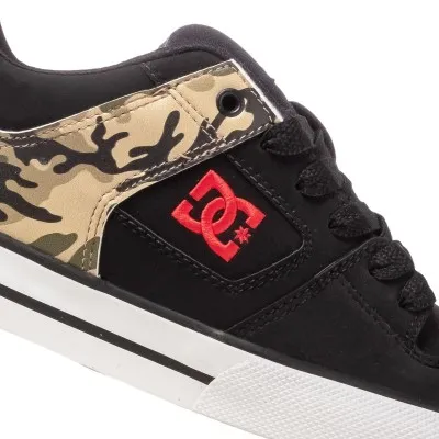 ZAPATILLAS DC SHOES PURE NEGRO CAMO LOGO ROJO